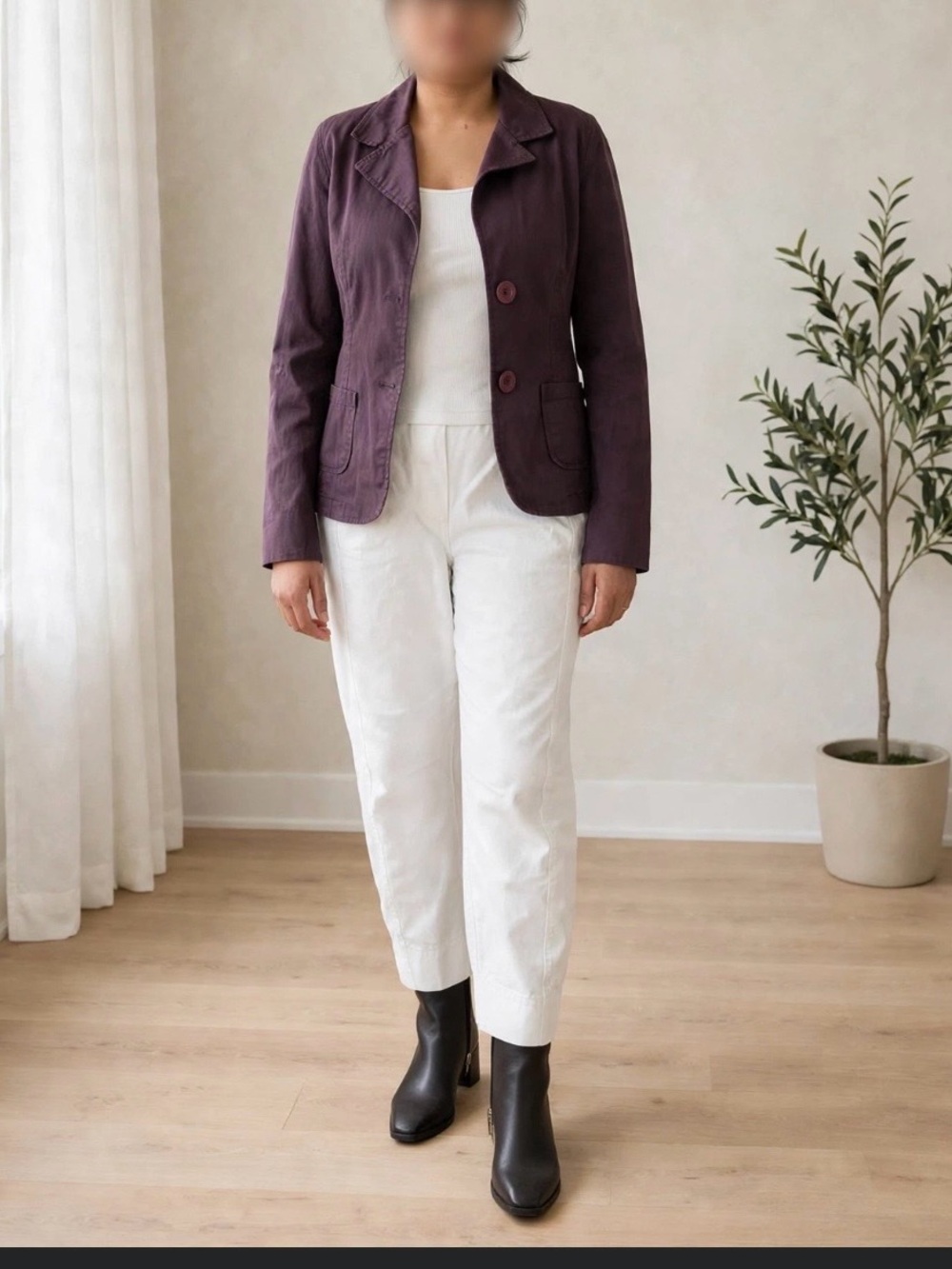 Allen Solly Plum Cotton Blazer Jacket